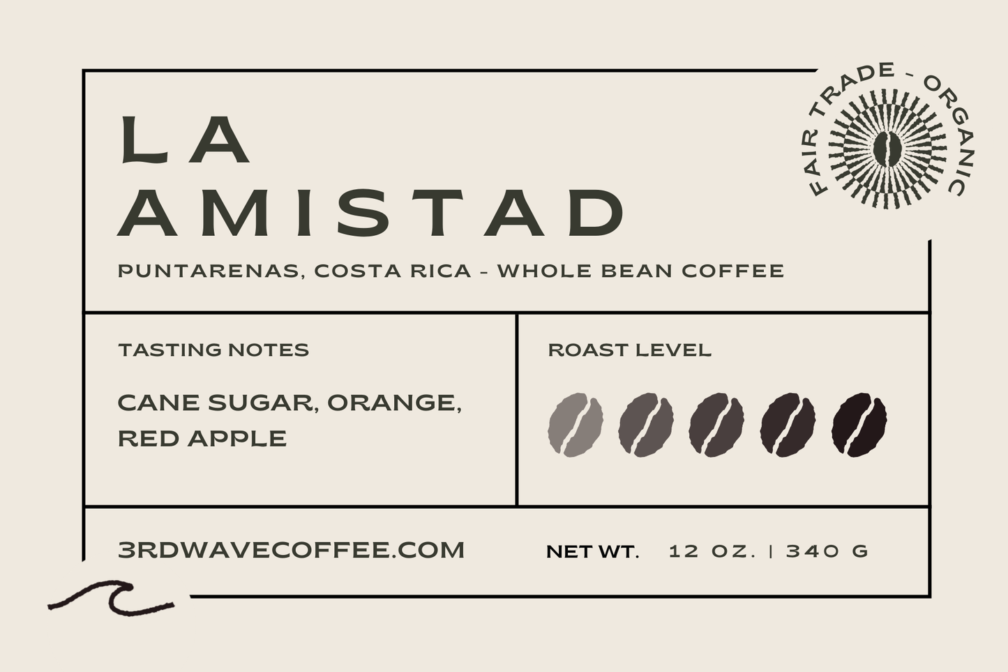 Organic Costa Rica La Amistad SMBC – Whole Bean Coffee